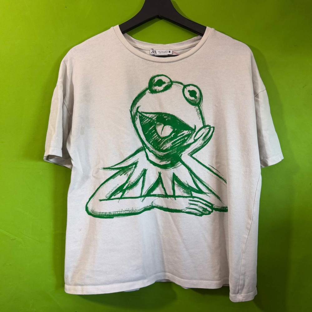 ZARA Disney The Muppets Kermit Miss Piggy Graphic T-Shirt White Large